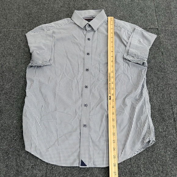 UNTUCKit De Bortoli Mens Shirt Short Sleeve White Blue Check Nylon‎ S Reg Fit - Picture 7 of 8